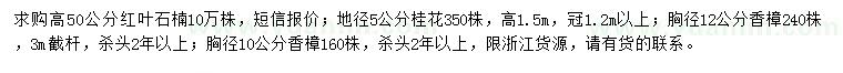 求購(gòu)紅葉石楠、桂花、香樟