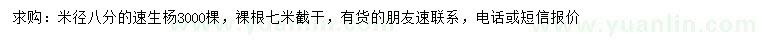 求購米徑8分的速生楊