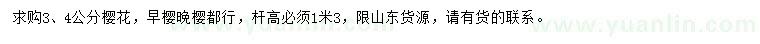 求購3、4公分櫻花