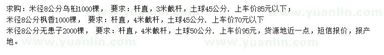 求購烏桕、楓香、無患子