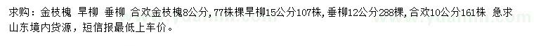 求購(gòu)金枝槐、旱柳、垂柳等