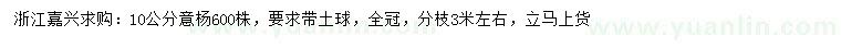 求購10公分意楊