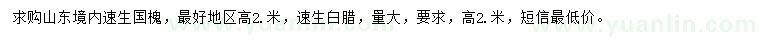 求購(gòu)高2米速生國(guó)槐、速生白蠟