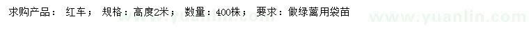 求購高2米紅車