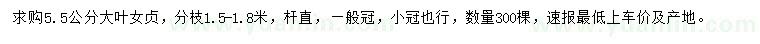 求購5.5公分大葉女貞