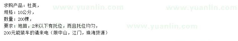 求購(gòu)10公分杜英
