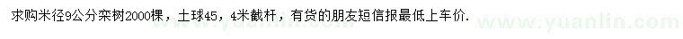 求購米徑9公分欒樹