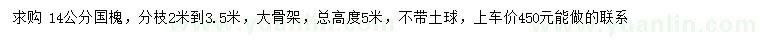 求購14公分國槐