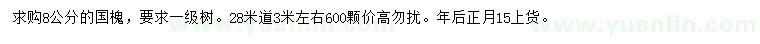 求購8公分國(guó)槐