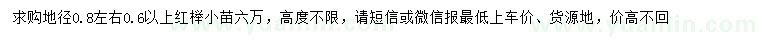 求購地徑0.8公分左右紅櫸小苗