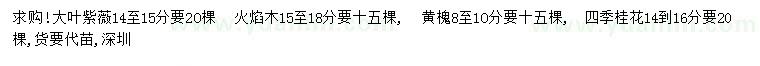 求購(gòu)大葉紫薇、火焰木、黃槐等