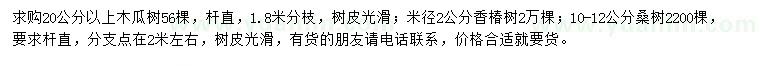 求購木瓜樹、香椿、桑樹