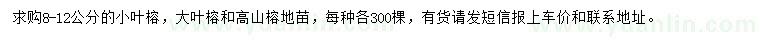 求購小葉榕、大葉榕、高山榕