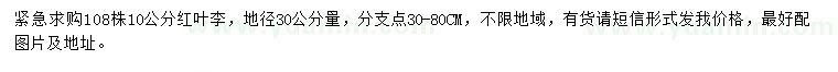 求購地徑30公分量10公分紅葉李