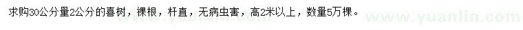 求購30公分量2公分喜樹