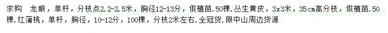 求購龍眼、叢生黃皮、紅蒲桃