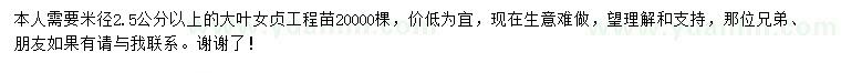 求購米徑2.5公分以上大葉女貞