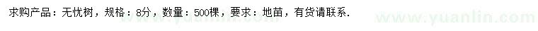 求購8公分無憂樹