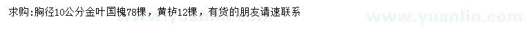 求購胸徑10公分金葉國槐、黃櫨