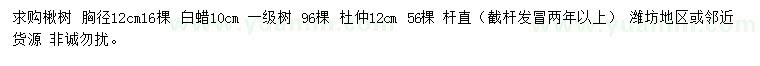 求購(gòu)楸樹、白蠟、杜仲
