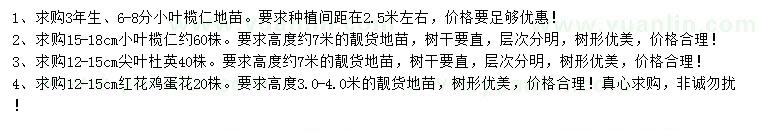 求購(gòu)小葉欖仁、尖葉杜英、紅花雞蛋花