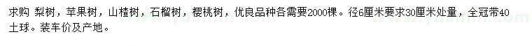 求購梨樹、蘋果樹、山楂樹等