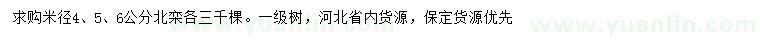 求購米徑4、5、6公分北欒