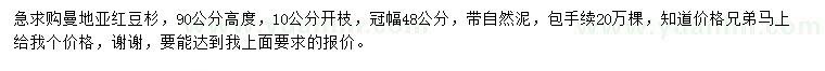 求購(gòu)高90公分曼地亞紅豆杉