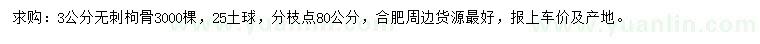 求購3公分無刺枸骨
