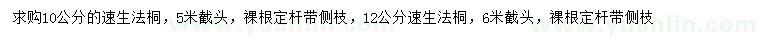 求購(gòu)10、12公分速生法桐