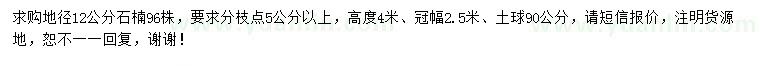 求購地徑12公分石楠