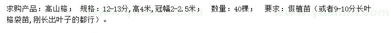 求購12-13公分高山榕