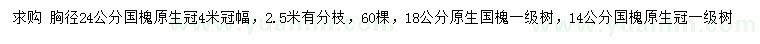 求購胸徑14、18、24公分國槐
