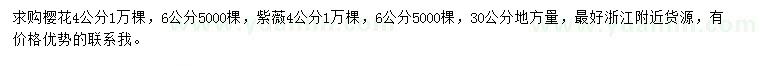 求購(gòu)30公分量4、6公分櫻花、紫薇