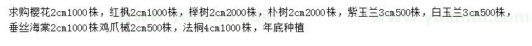 求購櫻花、紅楓、櫸樹(shù)等