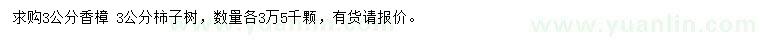 求購3公分香樟、柿子樹