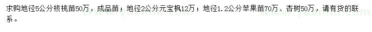 求購(gòu)核桃苗、元寶楓、蘋(píng)果苗等