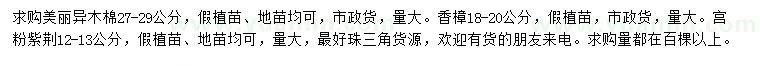 求購美麗異木棉、香樟、宮粉紫荊