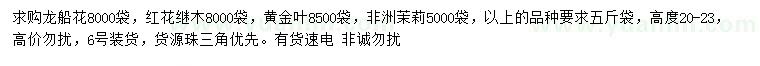 求購龍船花、紅花繼木、黃金葉等