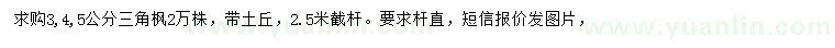 求購3、4、5公分三角楓