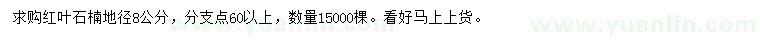 求購地徑8公分紅葉石楠