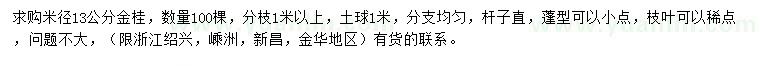 求購(gòu)米徑13公分金桂