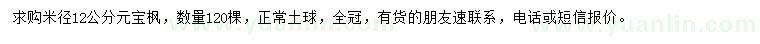 求購米徑12公分元寶楓