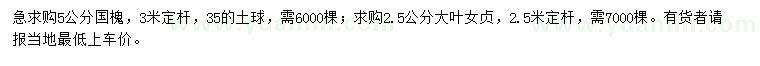 求購5公分國槐、2.5公分大葉女貞