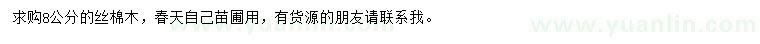 求購8公分絲棉木