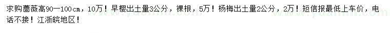 求購薔薇、早櫻、楊梅