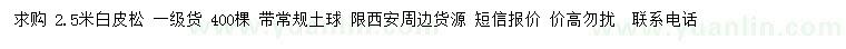 求購 2.5米白皮松