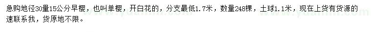 求購地徑30量15公分早櫻