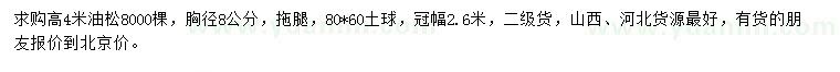 求購高4米油松