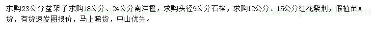 求購盆架子、南洋楹、石榕等